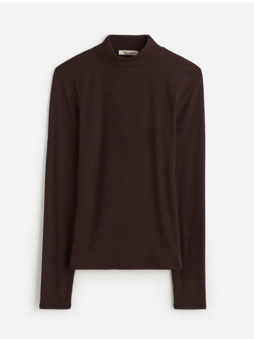 Abercrombie & Fitch Women’s Ribbed Mock Neck Long Sleeve Top - Dark Brown size S